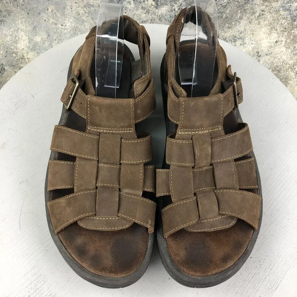 Teva Men's Size 12 Camden Brown Leather Open Toe Buckle Fisherman Sandals